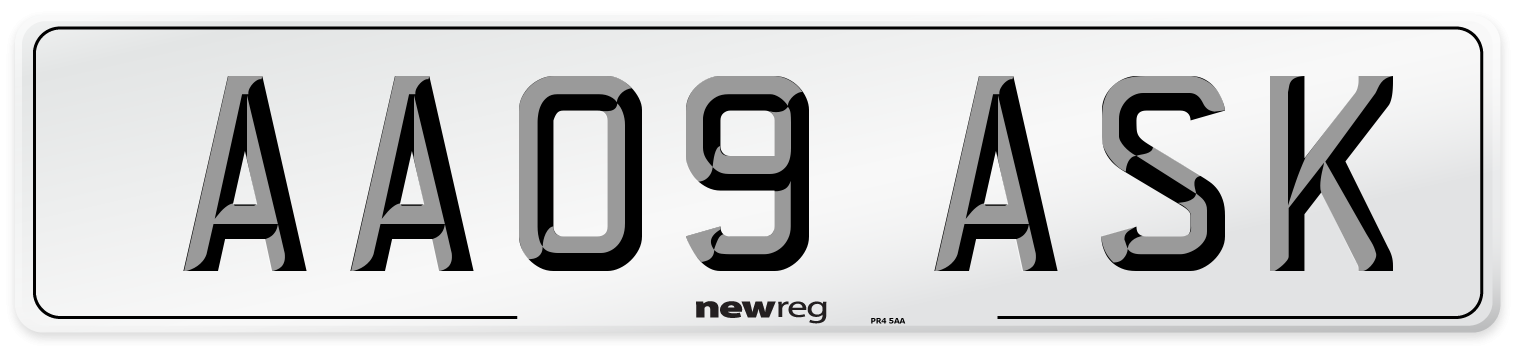 AA09 ASK Number Plate from New Reg